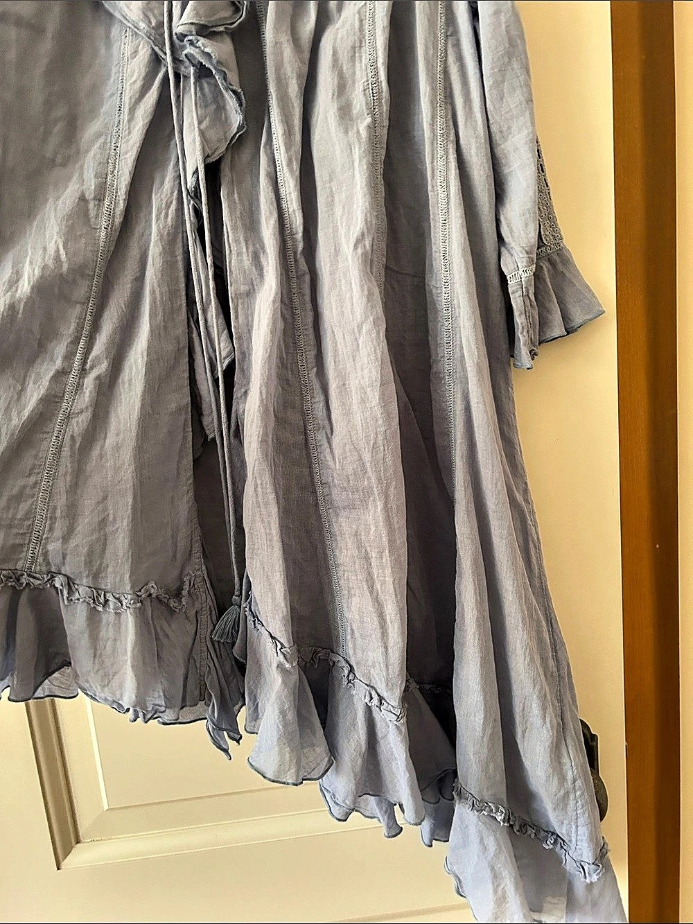 Free People Powder Blue Ruffle Tunic/Cardigan - Picture 4 of 12